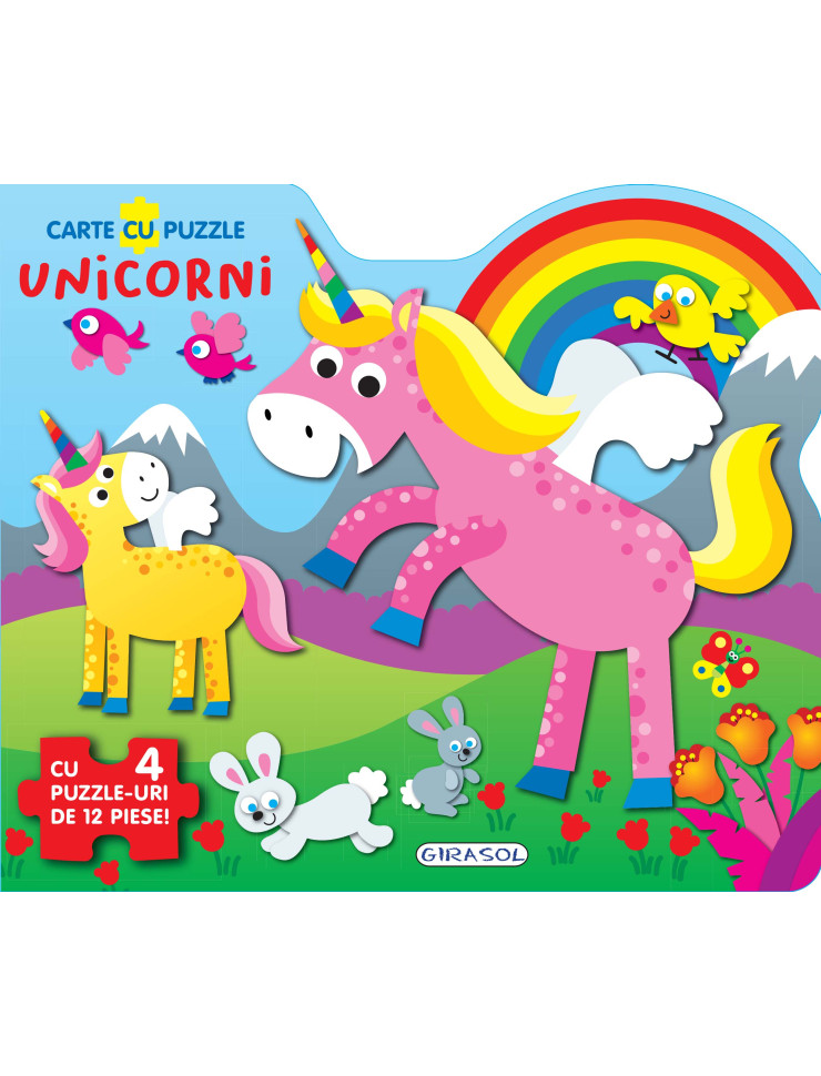 Carte cu puzzle - Unicorni  (+3 ani)