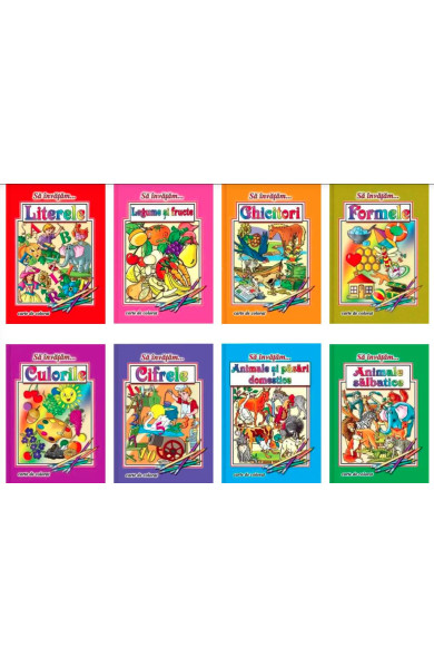 Pachet de 8 carti de colorat format A4 - Sa Invatam...