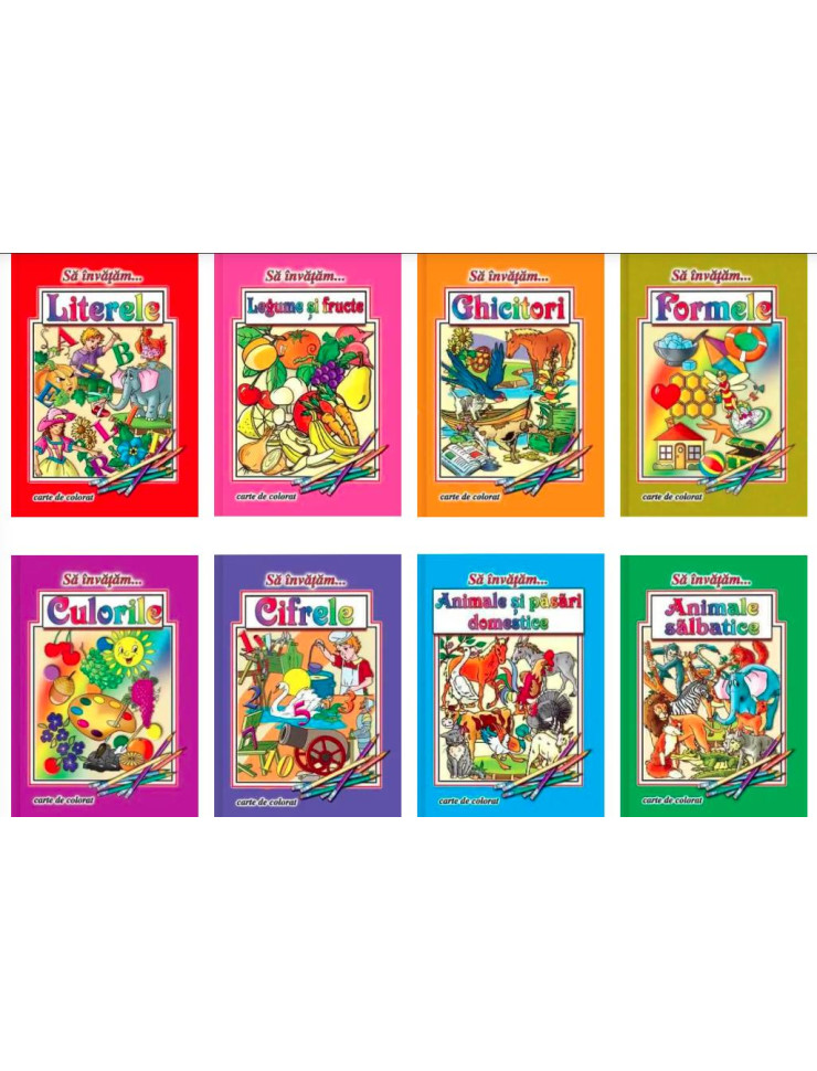 Pachet de 8 carti de colorat format A4 - Sa Invatam... Pachet de 8 carti de colorat format A4 - Sa Invatam...